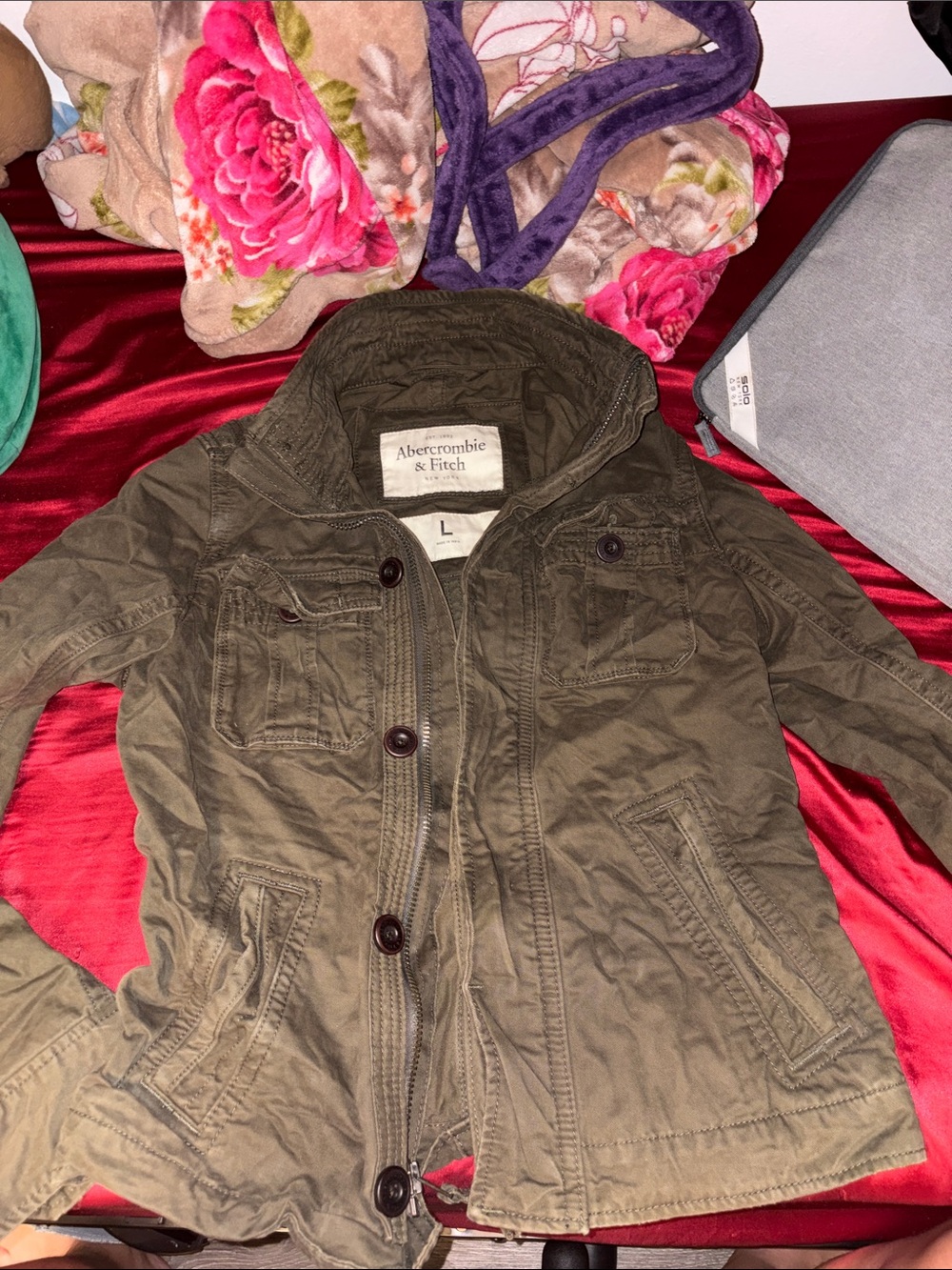 Abercrombie & Fitch Kids Olive Utility Jean Jacket